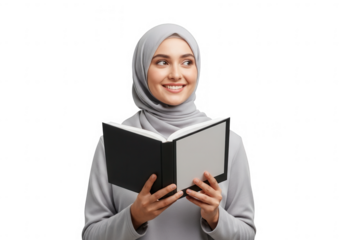 Woman reading book smiling education knowledge learning