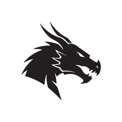 A dragon head silhouette icon vector art illustration