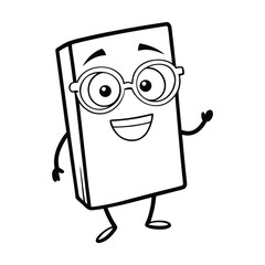 A smiling blue book wearing glasses, radiating charm and wisdom. This cute coloring page invites kids to add color to learning and creativity with every joyful page!
