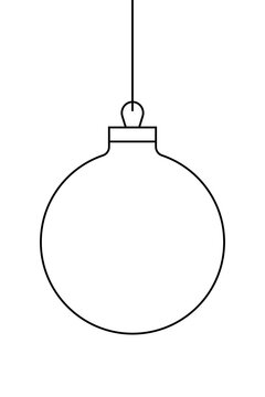 Outline Christmas ornament illustration. Simple minimalist holiday bauble design perfect for winter cards, gift tags, coloring pages, invitations, crafts, and festive digital projects. Transparent PNG