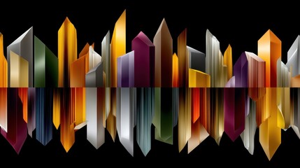 Obraz premium Abstract Geometric Shapes in Vibrant Colors and Metallic Finishes