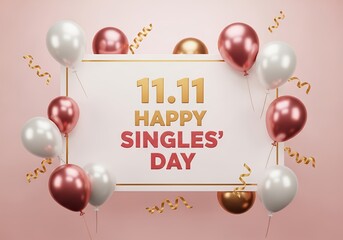 Singles Day Celebration Balloons, Confetti, and Festive Cheer for 11