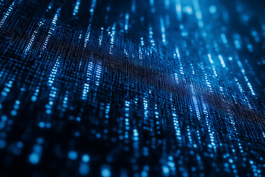 Digital encryption elegance, binary code matrix on dark blue canvas - A cybersecurity and cryptocurrency conceptual wallpaper