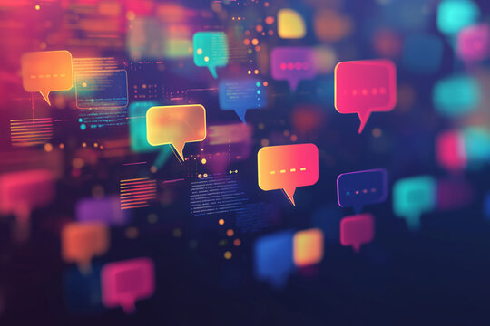 Digital communication concept with speech bubbles background