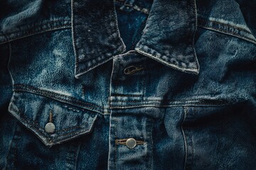 Naklejka premium Denim jacket with button detail on the back displayed on a neutral background