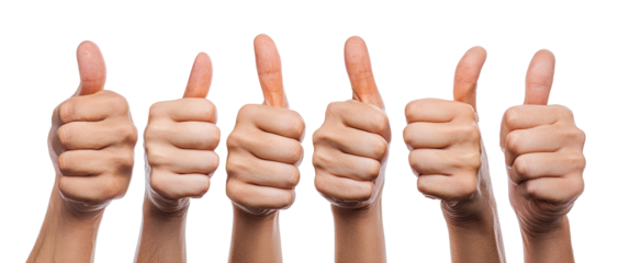Multiple hands displaying thumbs up gesture