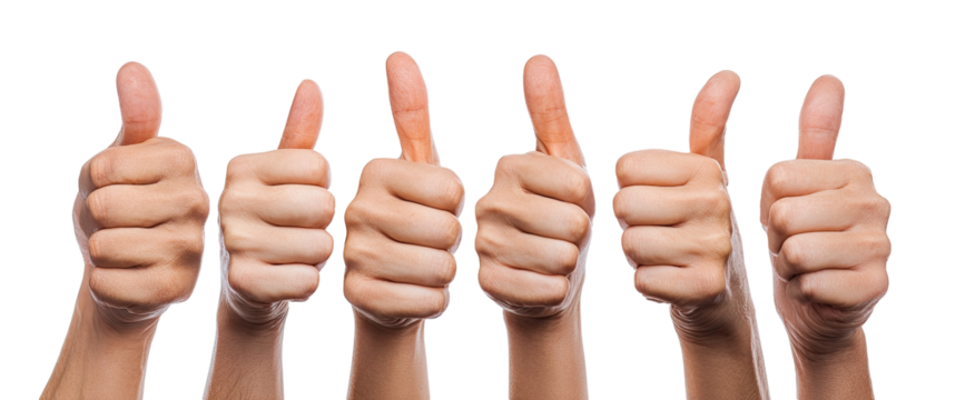 Multiple hands displaying thumbs up gesture