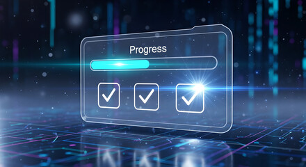 Progress Bar Success Data Digital Technology Blue Copy Space