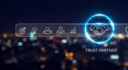 Business Partnership Trust Digital Concept Icons Copy Space Blue