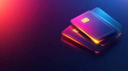 Credit card resting on a vibrant colorful background with abstract design elements