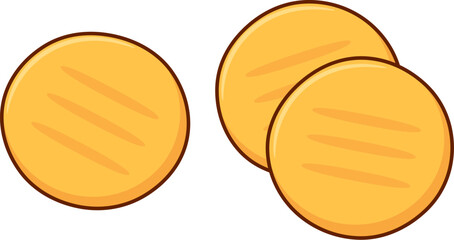 Arepa, traditional corn flatbread in Colombia and Venezuela. Cute cartoon vector clip art drawing, hand drawn illustration.