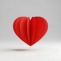 Red paper heart isolated on white background, a symbol of love and passion, perfect for valentines day or expressing affection in various designs