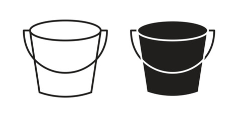 Bucket icon simple vectors in black, suitable for projects