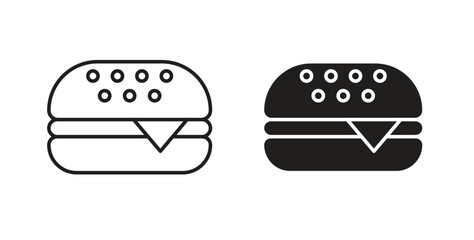 Burger icon simple vectors in black, suitable for projects