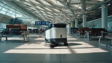 Robot cleaner at the airport. - Powered by Adobe