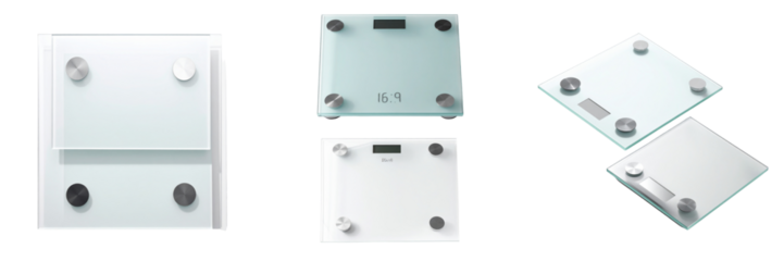  Smart Digital Scale Set – Clear and Frosted Tempered Glass Variations Isolated on Transparent Background