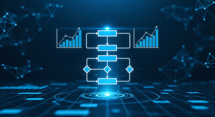 Business Process Workflow Data Technology Blue Copy Space