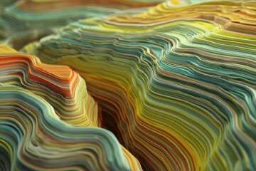 Abstract Topographic Terrain: A visually stunning, abstract representation of a topographic landscape, showcasing layers of vibrant.