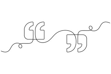 Quote mark one line art desgn and white backgroun
