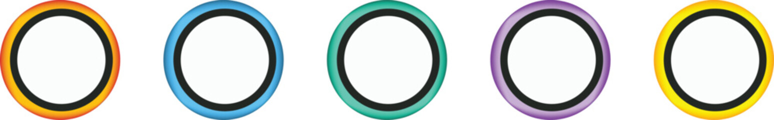 set of 3d ui circle buttons and labels for modern digital interface and premium app design elements