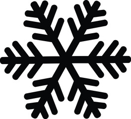 Simple black snowflake icon vector illustration, representing winter, cold, and frost.
