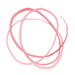 An abstract circular scribble in pink watercolor, a modern and playful design element for creative blogs and social media.