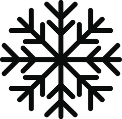 Simple black snowflake icon, vector graphic for winter and cold weather themes