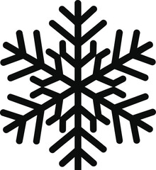 Geometric snowflake vector icon symbolizing winter, cold, frost, and festive holiday season.