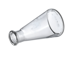 Empty glass conical laboratory flask, Erlenmeyer style science equipment, transparent vessel for experiments on isolated background