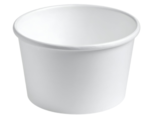 White paper food bowl container cup, empty disposable packaging with round rim, clean blank template on isolated background