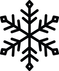 Simple vector illustration of a six-pointed snowflake with clean lines, suitable for winter themes