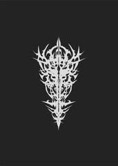 Neo tribal Celtic sigilism tattoo ornament for t-shirts, posters, body art, gothic Y2K in neotribal style.