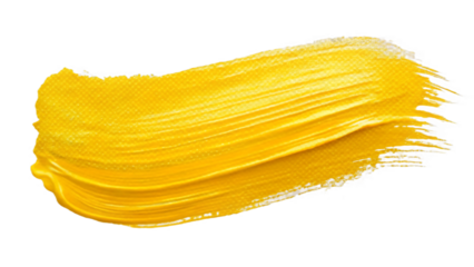 Bright yellow paint stroke isolated on transparent background for creative projects