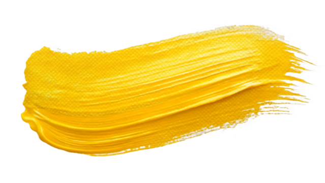 Bright yellow paint stroke isolated on transparent background for creative projects