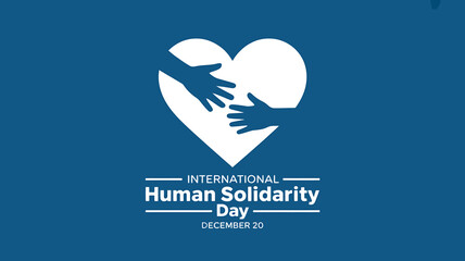 International Human Solidarity Day Illustration with Heart Symbol and Hands Reaching Out in December Celebration