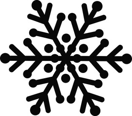 Classic black snowflake icon with six symmetrical branches and central dots, simple clean design