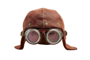 Vintage leather aviator hat and goggles