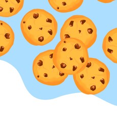 cookie pattern and milk background cute breakfast cartoon style illustration