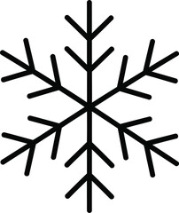 Stylized line art snowflake icon for winter and cold weather themes