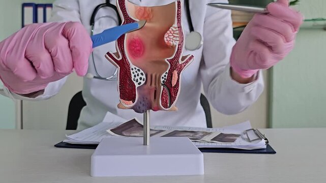 Preparation for surgery to remove hemorrhoids closeup