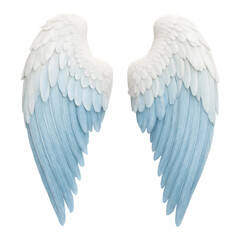Fantasy concept of Angel wings sky blue and white isolated on transparent background 