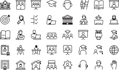 Education and learning icons collection for academic concepts