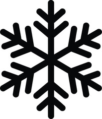 Simple black snowflake icon outline vector illustration, representing cold weather and winter season