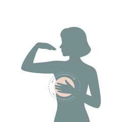 Female Silhouette Performing Breast Cancer Check-Up