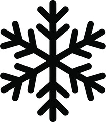 Vector snowflake icon illustration in black and white, representing cold, winter, and frost