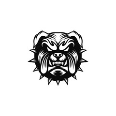 black and white angry bulldog illustration mascot logo