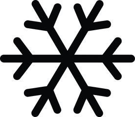 Simple black snowflake icon on white background, vector graphic, abstract winter symbol