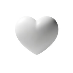 Fototapeta premium A smooth white three dimensional heart shape isolated on transparent background