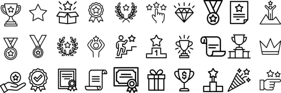 Achievement Icons and Awards Illustration Vector Set for Business Success and Recognition