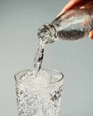 Pouring sparkling water into glass
